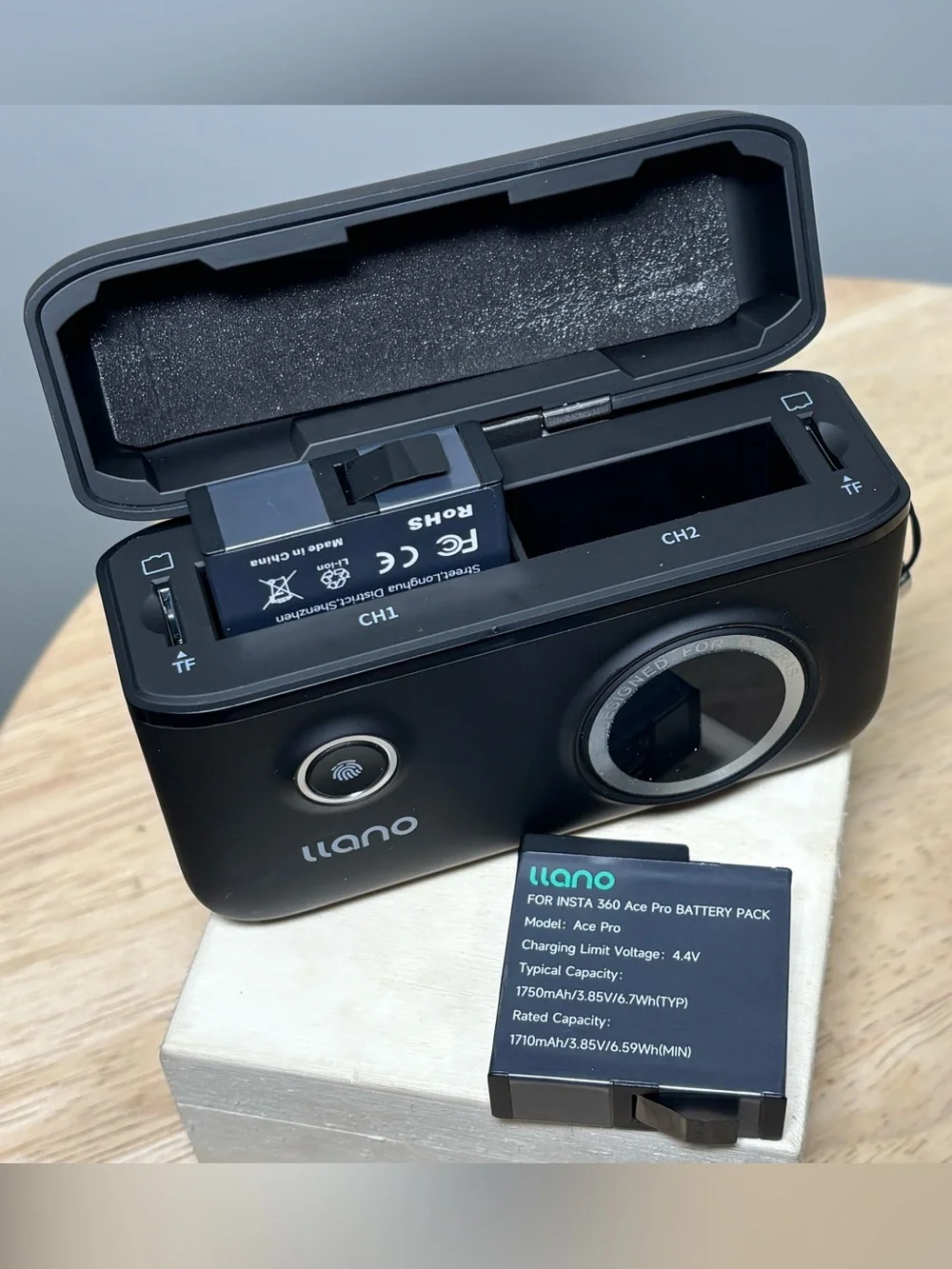 Milano Black Dual Camera Battery Charger with Wrist Strap